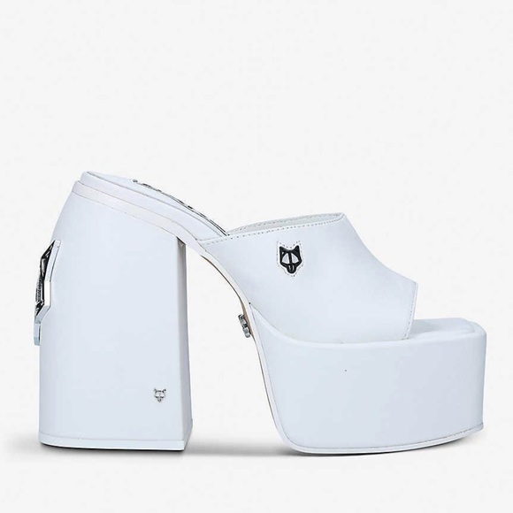 Naked Wolfe Shoes - Naked Wolfe Women's White Jenna Platform-heel Leather Mules